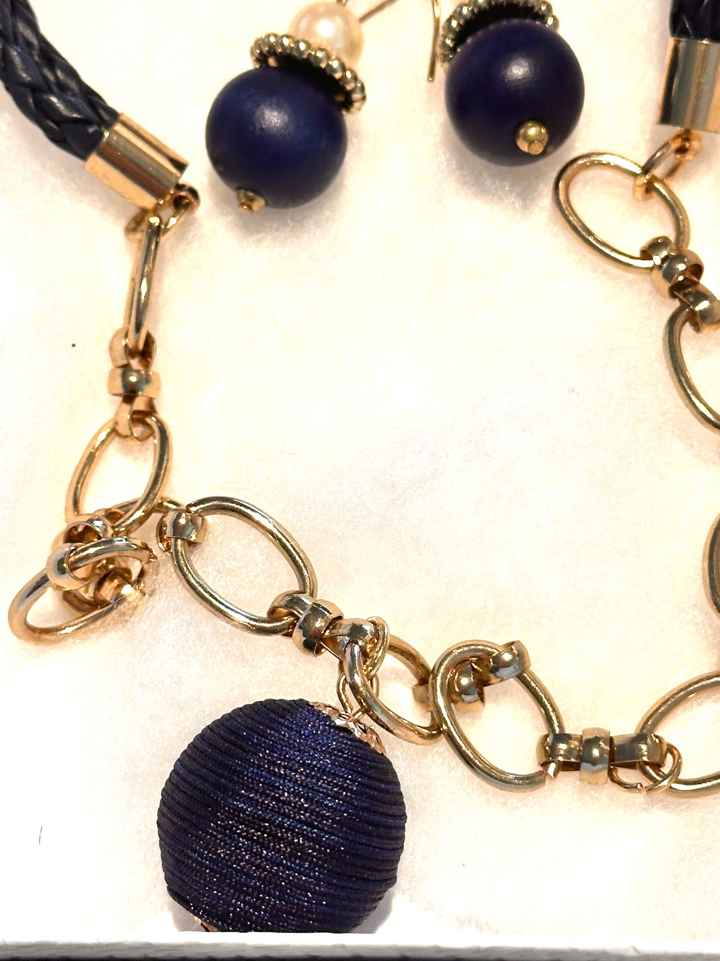 Navy & Gold Necklace and Earring Set